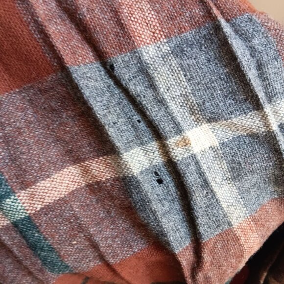 27W Medium Vintage Skirt 50's MCM Plaid Wool Pleated With Zip & Button Closure - Picture 6 of 7